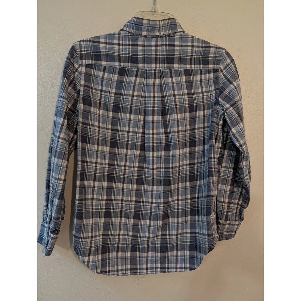 Ralph Lauren Boys Blue‎ White Plaid Button Down Shirt M 10-12 323138122